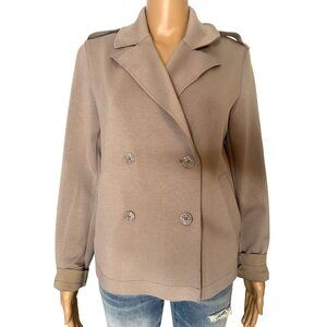 Joie Double Breasted Collared Jacket with Pockets Tan Size S